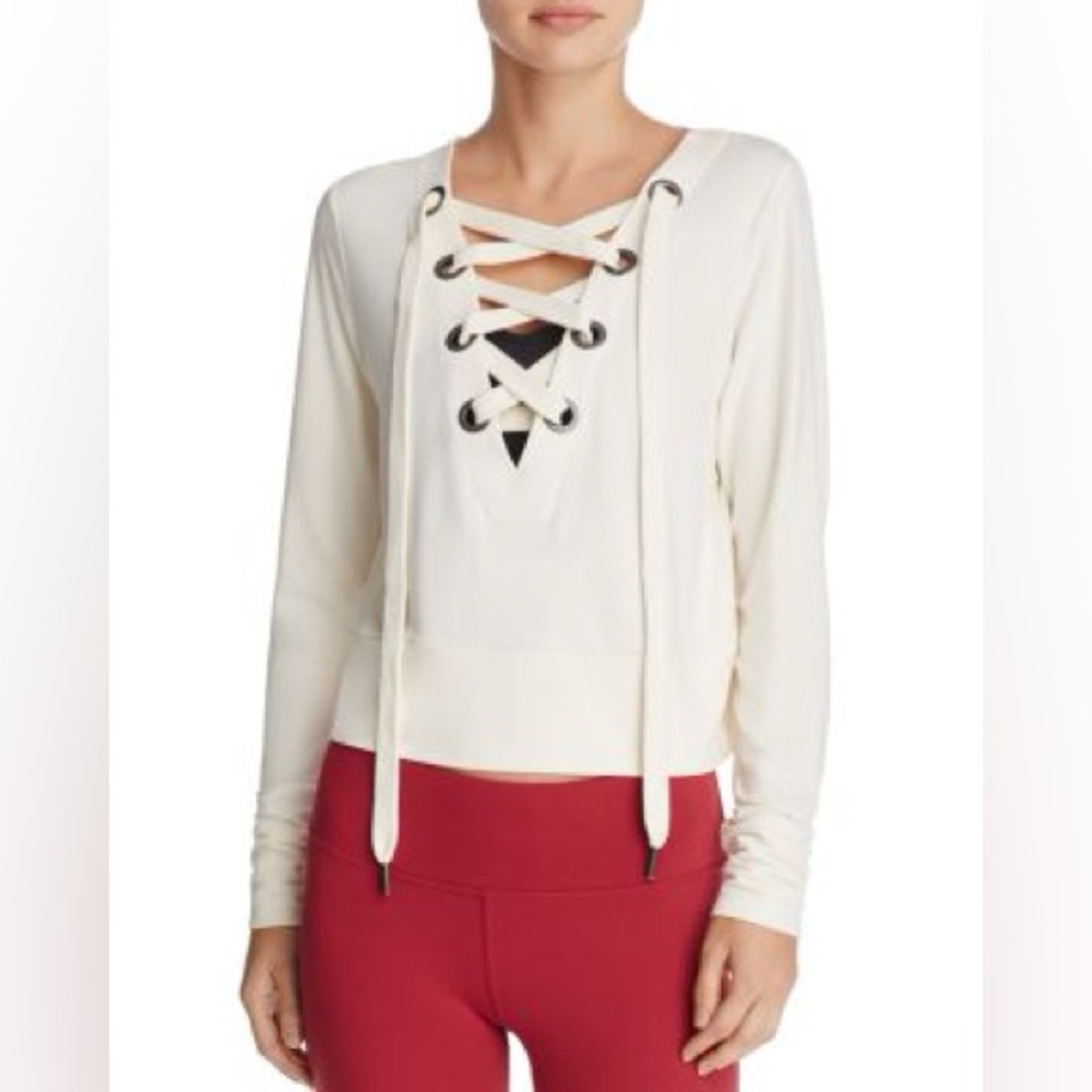 ALO Yoga Cream‎ Tie Front Long Sleeve euc